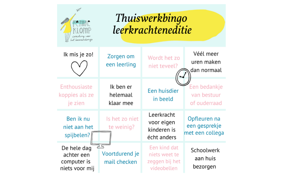 Thuiswerkbingo voor leerkrachten